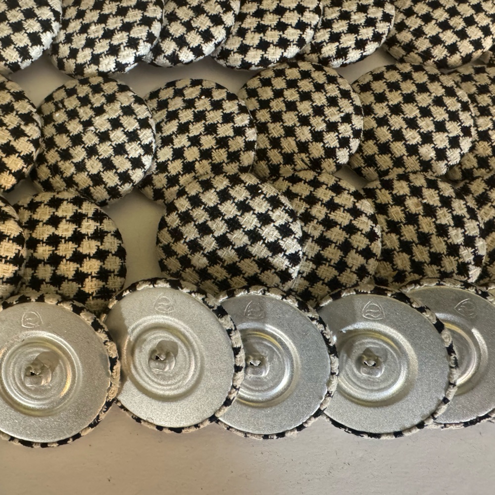 Vtg set of 58 Houndstooth Fabric Covered Buttons Dress/Sweater/Upholstery- New